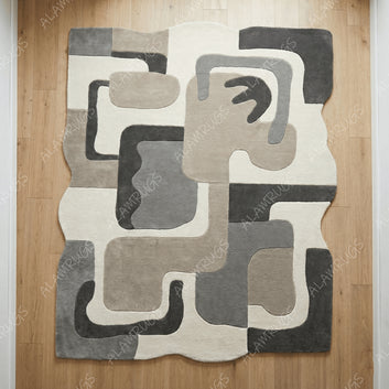 Contemporary Monochromatic Geometric Abstract Statement Rug