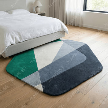 Contemporary Asymmetrical Geometric Color Block Statement Rug