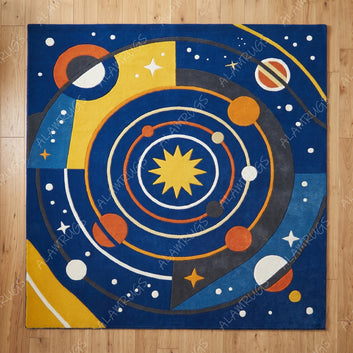 Modern Geometric Solar System Cosmic Statement Rug