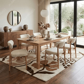 Contemporary Earth Tone Abstract Floral Statement Rug