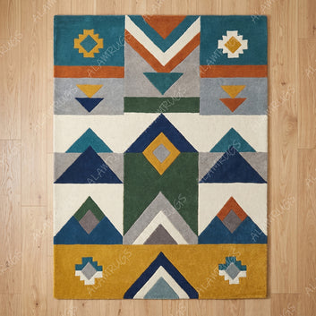 Vibrant Mid-Century Southwestern Geometric Statement Rug