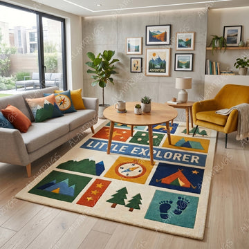 Modern Little Explorer Woodland Adventure Nursery Rug