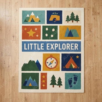 Modern Little Explorer Woodland Adventure Nursery Rug