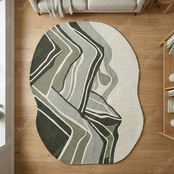 Contemporary Green Topographic Organic Abstract Statement Rug