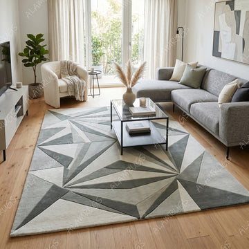 Contemporary Faceted Geometric Abstract Statement Rug