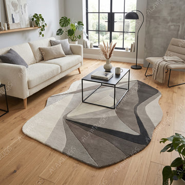Contemporary Monochromatic Abstract Organic Statement Rug