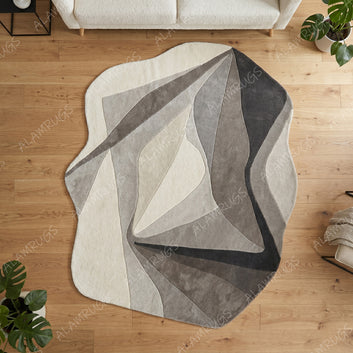 Contemporary Monochromatic Abstract Organic Statement Rug