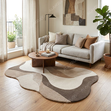 Contemporary Earth Tone Organic Wave Area Rug
