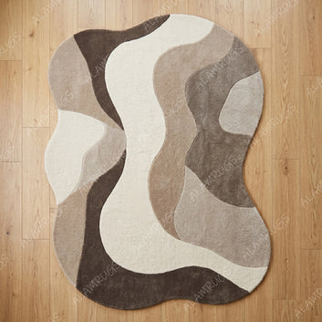 Contemporary Earth Tone Organic Wave Area Rug