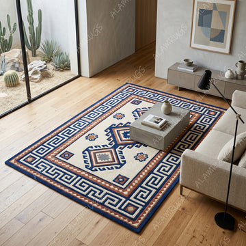 Contemporary Southwestern Geometric Tribal Statement Rug