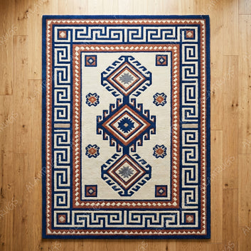 Contemporary Southwestern Geometric Tribal Statement Rug