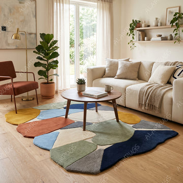 Contemporary Organic Color Block Abstract Statement Rug