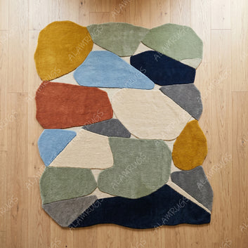 Contemporary Organic Color Block Abstract Statement Rug