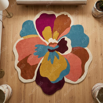 Contemporary Oversized Abstract Floral Organic Statement Rug