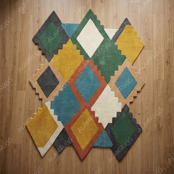 Contemporary Geometric Color Block Abstract Statement Rug