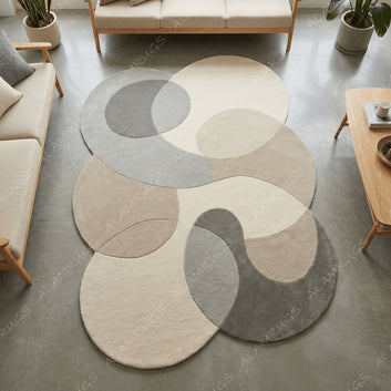 Contemporary Neutral Organic Pebble Abstract Area Rug