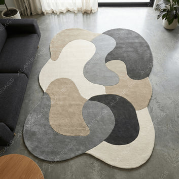 Contemporary Organic Pebble Abstract Area Rug