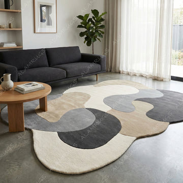 Contemporary Organic Pebble Abstract Area Rug